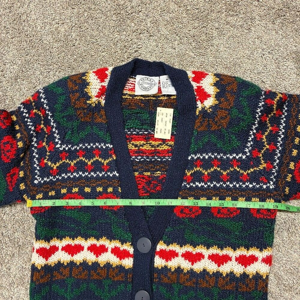 Erika & Company 90s Grandmacore Cardigan Medium Navy Granny Cottagecore NWT - Picture 6 of 8
